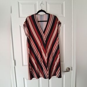 Mango Multicolor Striped V-Neck Dress